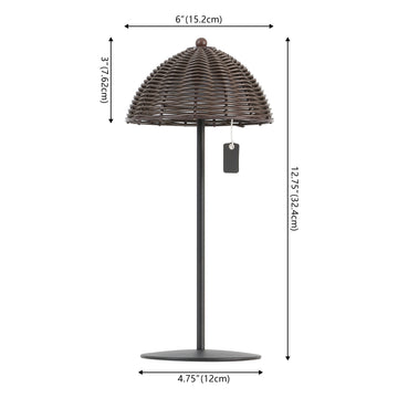 Tilly 12.75" Modern Coastal Indoor/Outdoor Wicker Shade Rechargeable/Cordless Dimmable Integrated LED Table Lamp